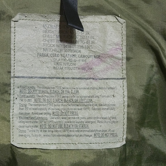 Army Mens Green Camouflage Hooded Front Zipper Parka Jacket Size Medium - Picture 13 of 14